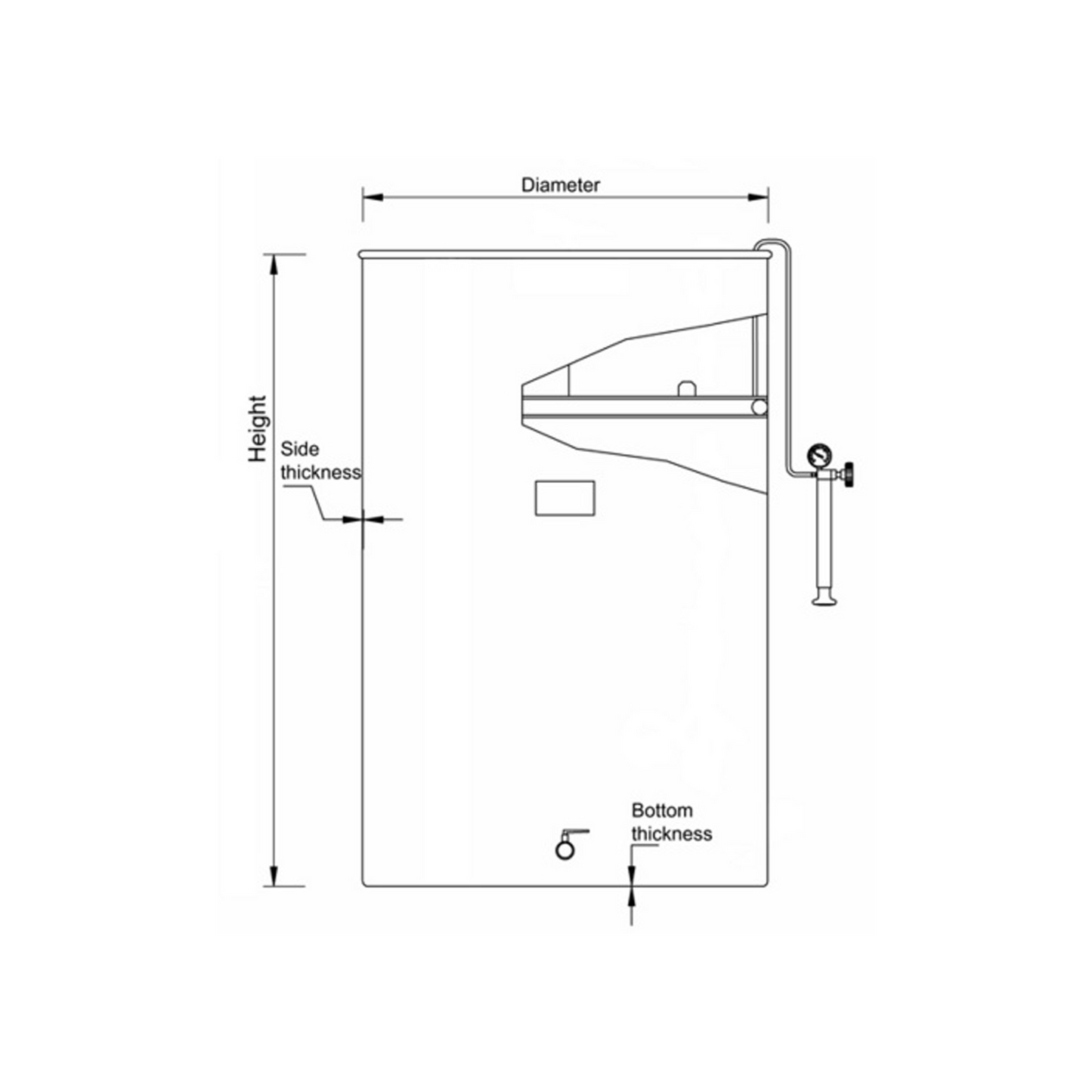Marchisio Variable Volume Tank | Flat Bottom | Stainless Steel | Marbled Finish | 200L